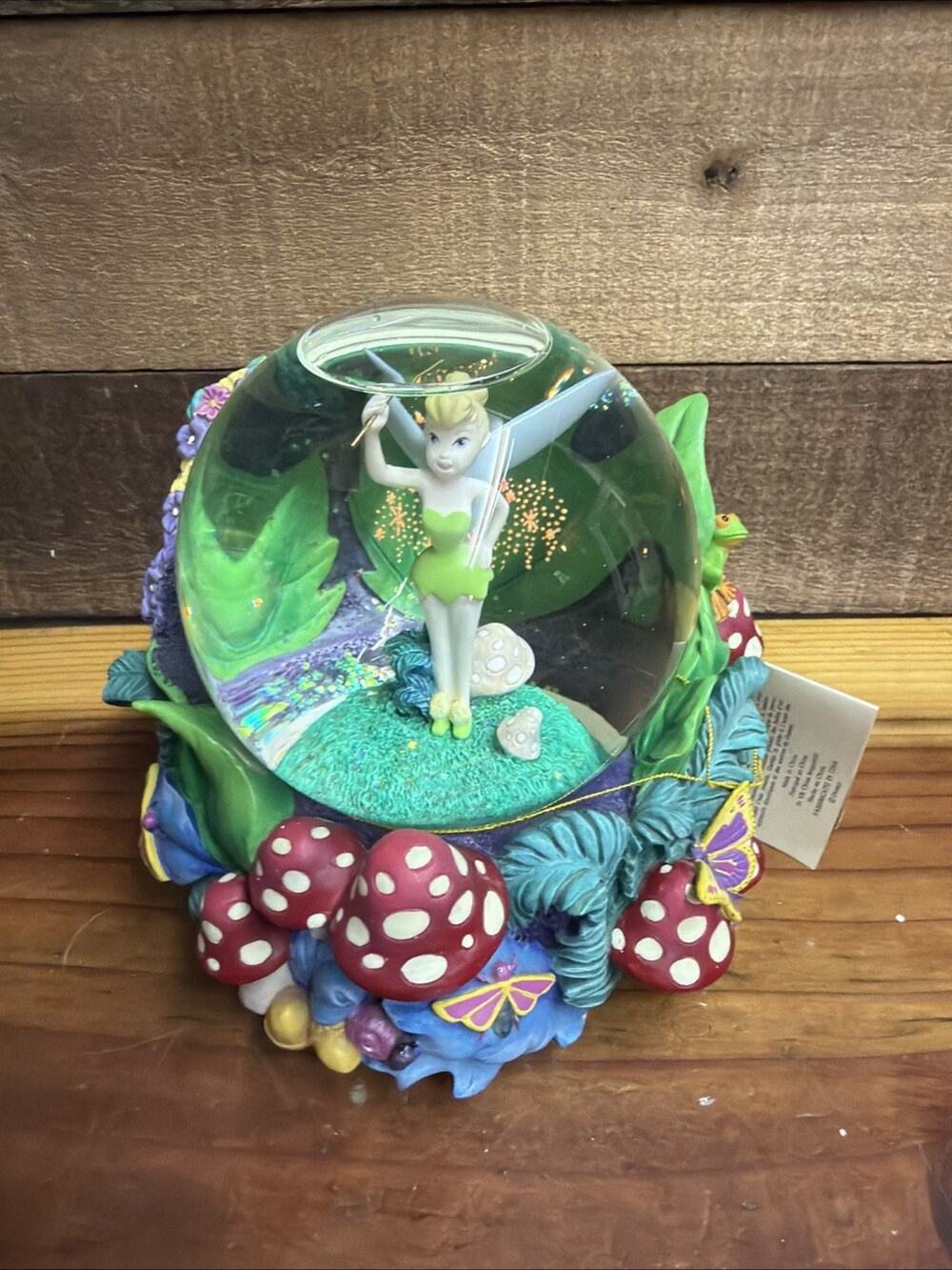 Disney TinkerBell Peter Pan Musical Snow Globe Water Mushroom You Can Fly